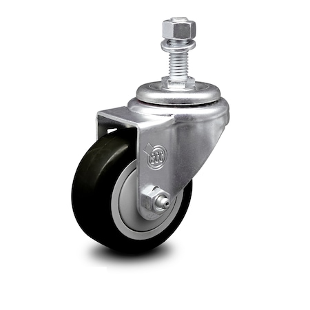 Service Caster 3.5 Inch Black Polyurethane Wheel Swivel 1/2 Inch Threaded Stem Caster SCC SCC-TS20S3514-PPUB-BLK-121315